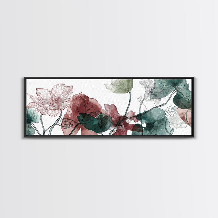 Gentle Botanical Line Drawing Trio Canvas Print, Guest Bedroom Art, Art Print, Bedroom Decor, Watercolor Art, Guest, Home, GBA-3x1-70
