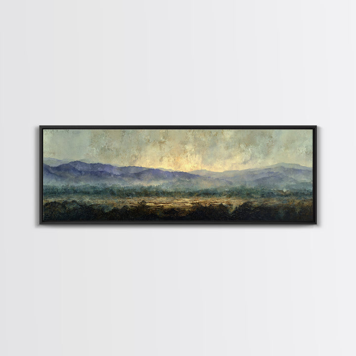Soft Mountain Horizon Canvas Print, Guest Bedroom Art, Wall Art Prints, Bedroom Decor, Oil Painting, Guest, Cat Wall Art, GBA-3x1-71