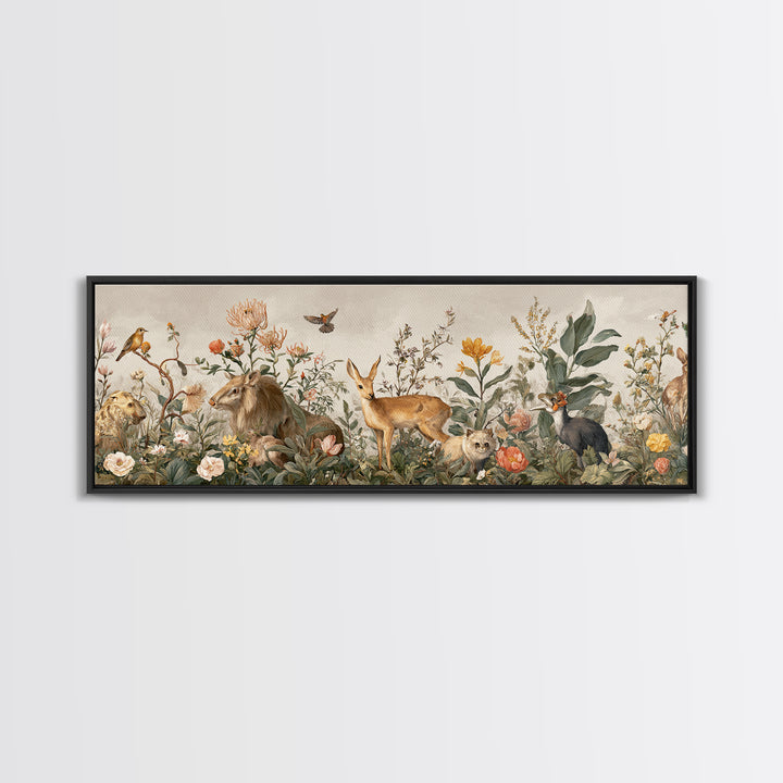 Sunlit Meadow with Delicate Flowers Framed Canvas Print, Guest Bedroom Art, Bedroom Decor, Watercolor Art, Guest, GBA-3x1-79