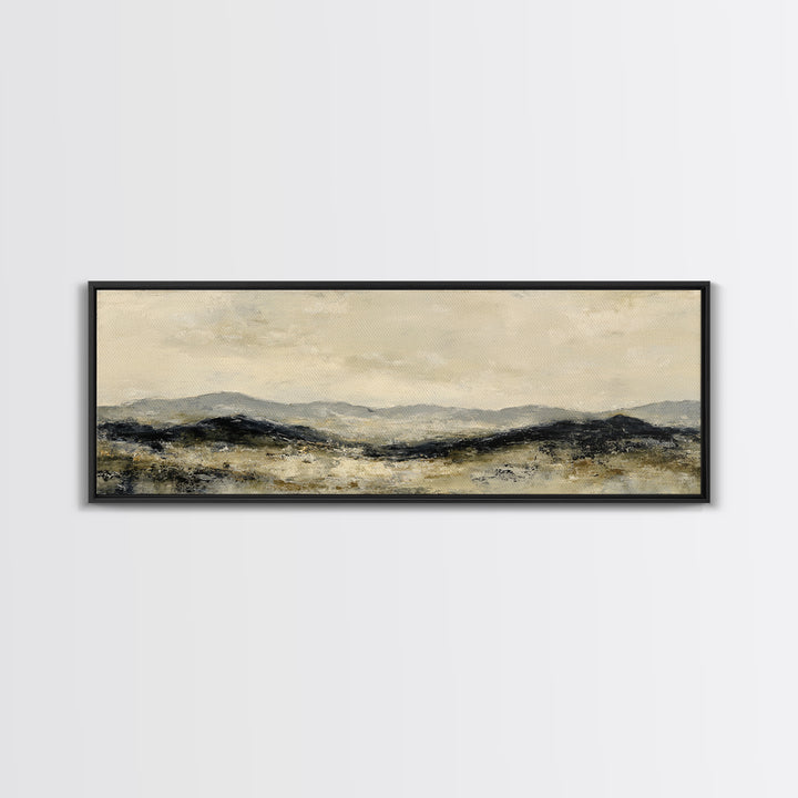 Gentle Rain over Distant Hills Canvas Print, Guest Bedroom Art, Minimalist Decor, Bedroom Decor, Oil Painting, Guest, GBA-3x1-88