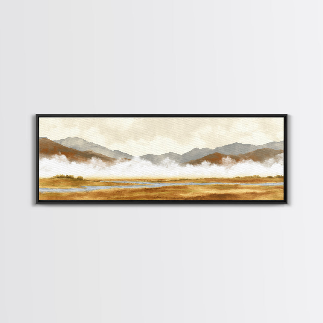Soft Mountain Horizon Canvas Print, Guest Bedroom Art, Textured Painting, Bedroom Decor, Fine Art, Guest, Wall Art Prints, GBA-3x1-95