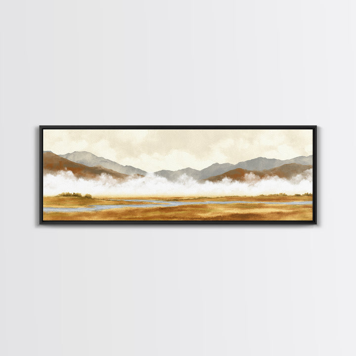 Soft Mountain Horizon Canvas Print, Guest Bedroom Art, Textured Painting, Bedroom Decor, Fine Art, Guest, Wall Art Prints, GBA-3x1-95