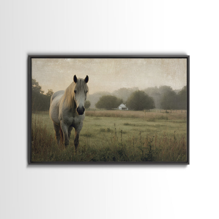 Quiet Horse Pasture at Sunset Canvas Print, Guest Bedroom Art, New Home Gift, Bedroom Decor, Guest, Minimalist Wall Art, GBA-3x2-1