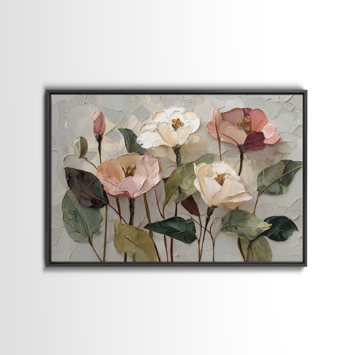 Gentle Botanical Line Drawing Trio Framed Canvas Print, Guest Bedroom Art, Digital Print, Bedroom Decor, Oil Painting, Guest, GBA-3x2-10