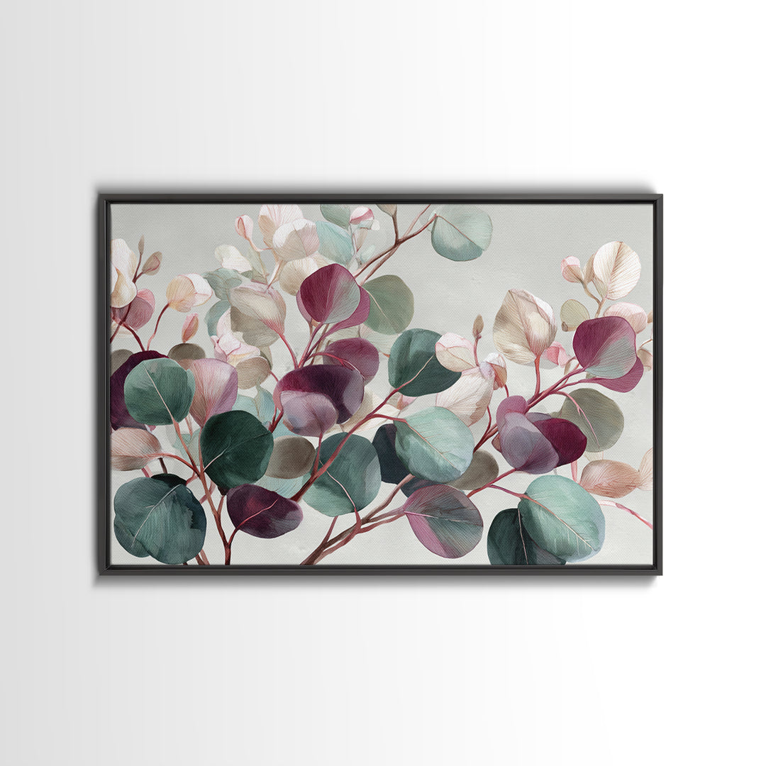 Calming Eucalyptus Watercolor Branches Framed Canvas Print, Guest Bedroom Art, Home, Bedroom Decor, Oil Painting, Guest, GBA-3x2-14