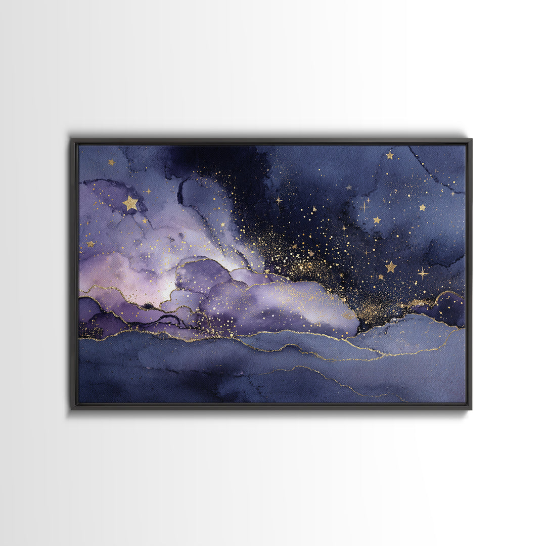 Minimal Moon and Stars Composition Framed Canvas Print, Guest Bedroom Art, Farmhouse Decor, Bedroom Decor, Fine Art, Guest, GBA-3x2-20