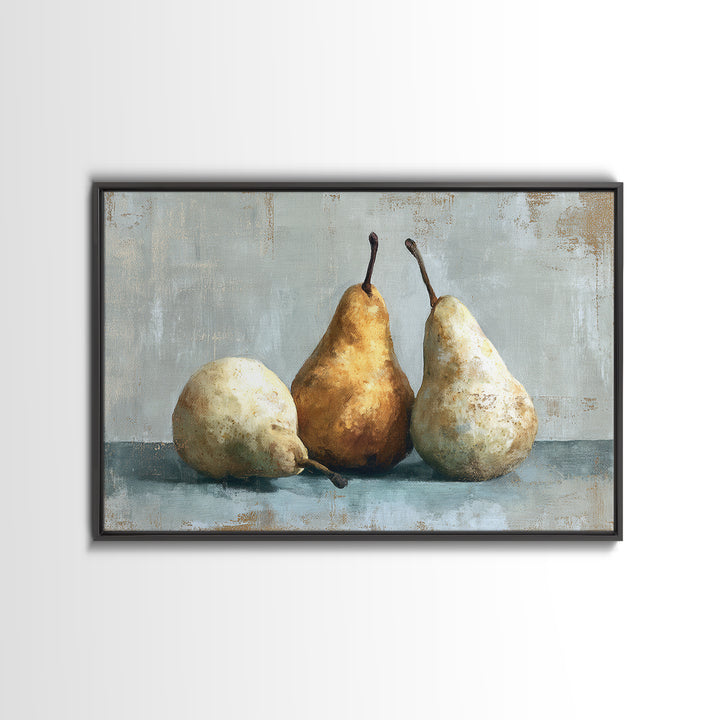 Classic Pear Still Life for Cozy Hospitality Framed Canvas Print, Guest Bedroom Art, Living Room Decor, Bedroom Decor, Guest, GBA-3x2-24
