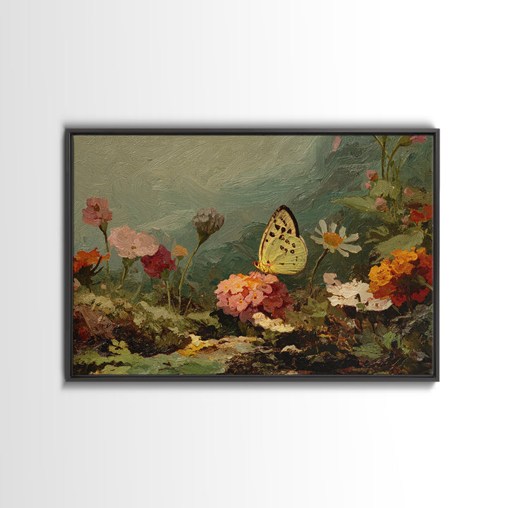 Garden Butterfly and Flowers Specimen Study Canvas Print, Guest Bedroom Art, Printable Art, Bedroom Decor, Fine Art, Guest, GBA-3x2-3