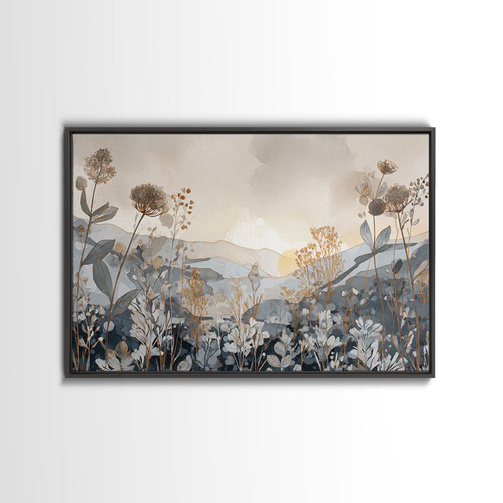 Gentle Botanical Line Drawing Trio Canvas Print, Guest Bedroom Art, Set of 3 Wall Art, Bedroom Decor, Watercolor Art, Guest, GBA-3x2-34