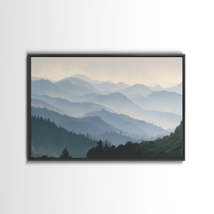 Soft Mountain Horizon Framed Canvas Print, Guest Bedroom Art, Trendy Wall Art, Bedroom Decor, Fine Art, Guest, GBA-3x2-35