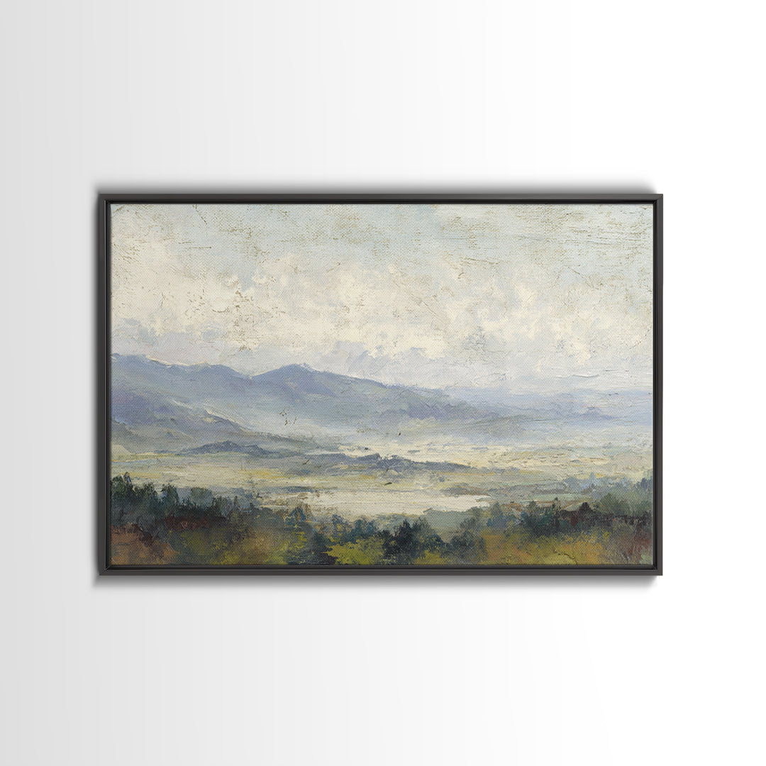 Gentle Rain over Distant Hills Canvas Print, Guest Bedroom Art, Farmhouse Wall Art, Bedroom Decor, Watercolor Art, Guest, GBA-3x2-76