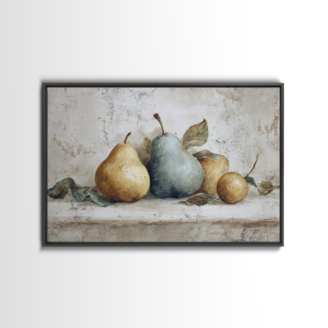 Classic Pear Still Life for Cozy Hospitality Framed Canvas Print, Guest Bedroom Art, Art Print, Bedroom Decor, Fine Art, Guest, GBA-3x2-96