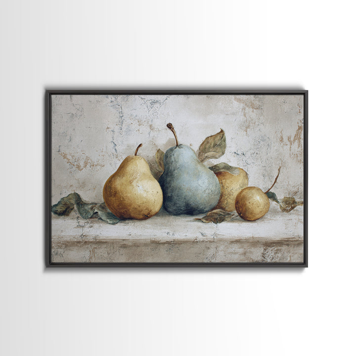 Classic Pear Still Life for Cozy Hospitality Framed Canvas Print, Guest Bedroom Art, Art Print, Bedroom Decor, Fine Art, Guest, GBA-3x2-96