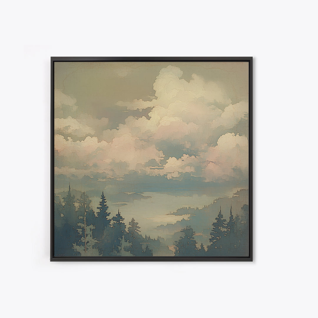 Romantic Cloudscape with Blush and Cream Tones Canvas Print, General Fine Art, Large Wall Art, Living Room Decor, Fine Art, GEN-1x1-18