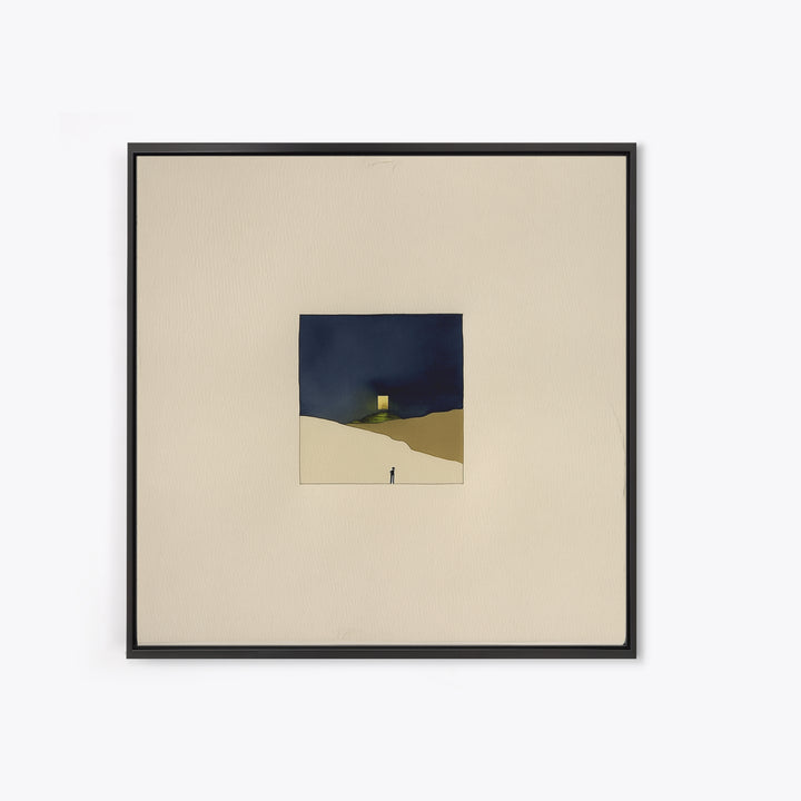 Minimal Black Line Figure on Textured Paper Canvas Print, General Fine Art, Original Painting, Living Room Decor, GEN-1x1-27