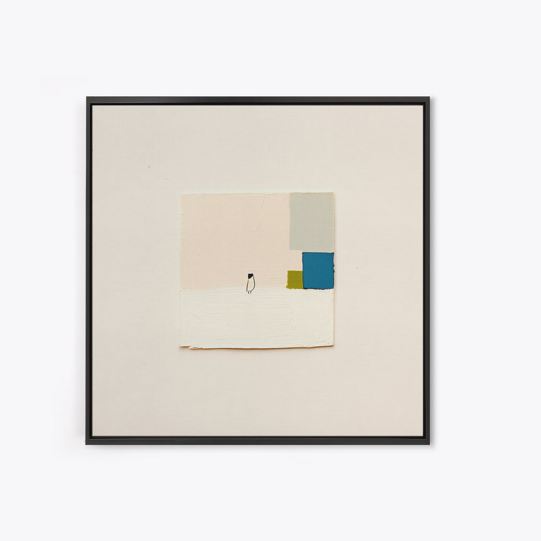 Minimal Black Line Figure on Textured Paper Canvas Print, General Fine Art, Digital Art, Living Room Decor, Fine Art, GEN-1x1-3