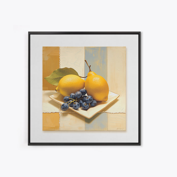 Simple Still Life of Fruit and Linen Framed Canvas Print, General Fine Art, Room Decor, Living Room Decor, Abstract Art, GEN-1x1-40