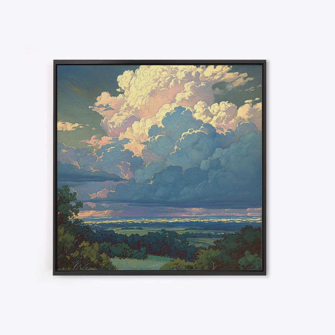 Romantic Cloudscape with Blush and Cream Tones Canvas Print, General Fine Art, Canvas Wall Art, Living Room Decor, GEN-1x1-42