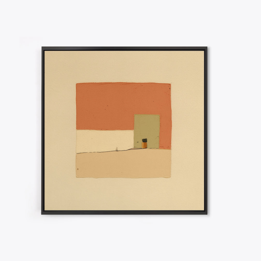 Minimal Black Line Figure on Textured Paper Canvas Print, General Fine Art, Bedroom Decor, Living Room Decor, GEN-1x1-51