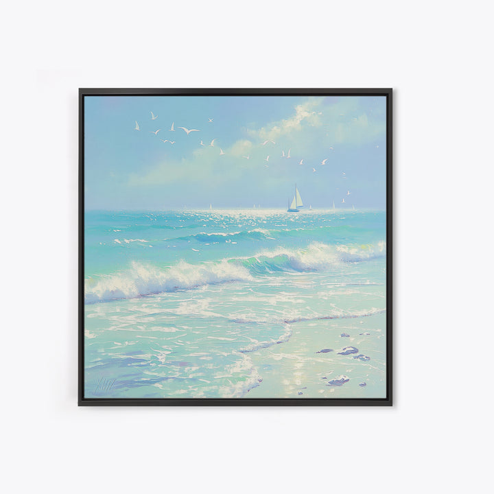Coastal Water Study Framed Canvas Print, General Fine Art, Textured Painting, Living Room Decor, Fine Art, Art Prints, GEN-1x1-53