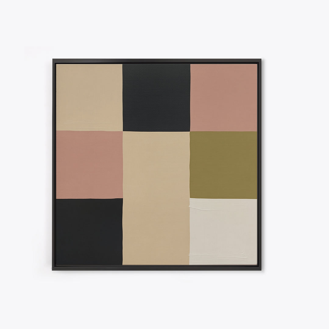 Modern Geometric Composition Framed Canvas Print, General Fine Art, Digital Print, Living Room Decor, Abstract Art, GEN-1x1-58