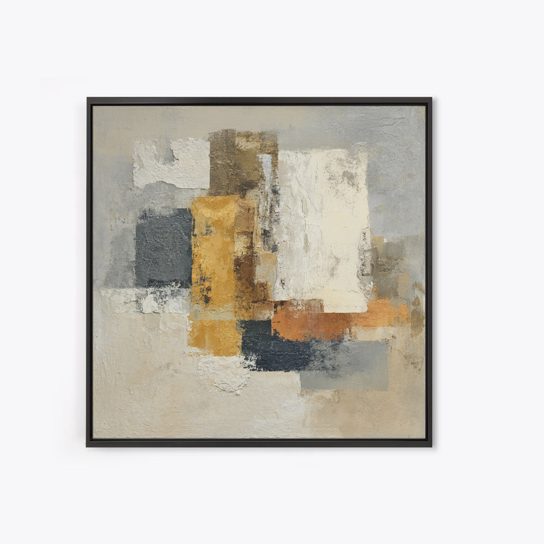 Earthy Plaster Texture Abstract Framed Canvas Print, General Fine Art, Neutral Decor, Living Room Decor, Fine Art, GEN-1x1-63