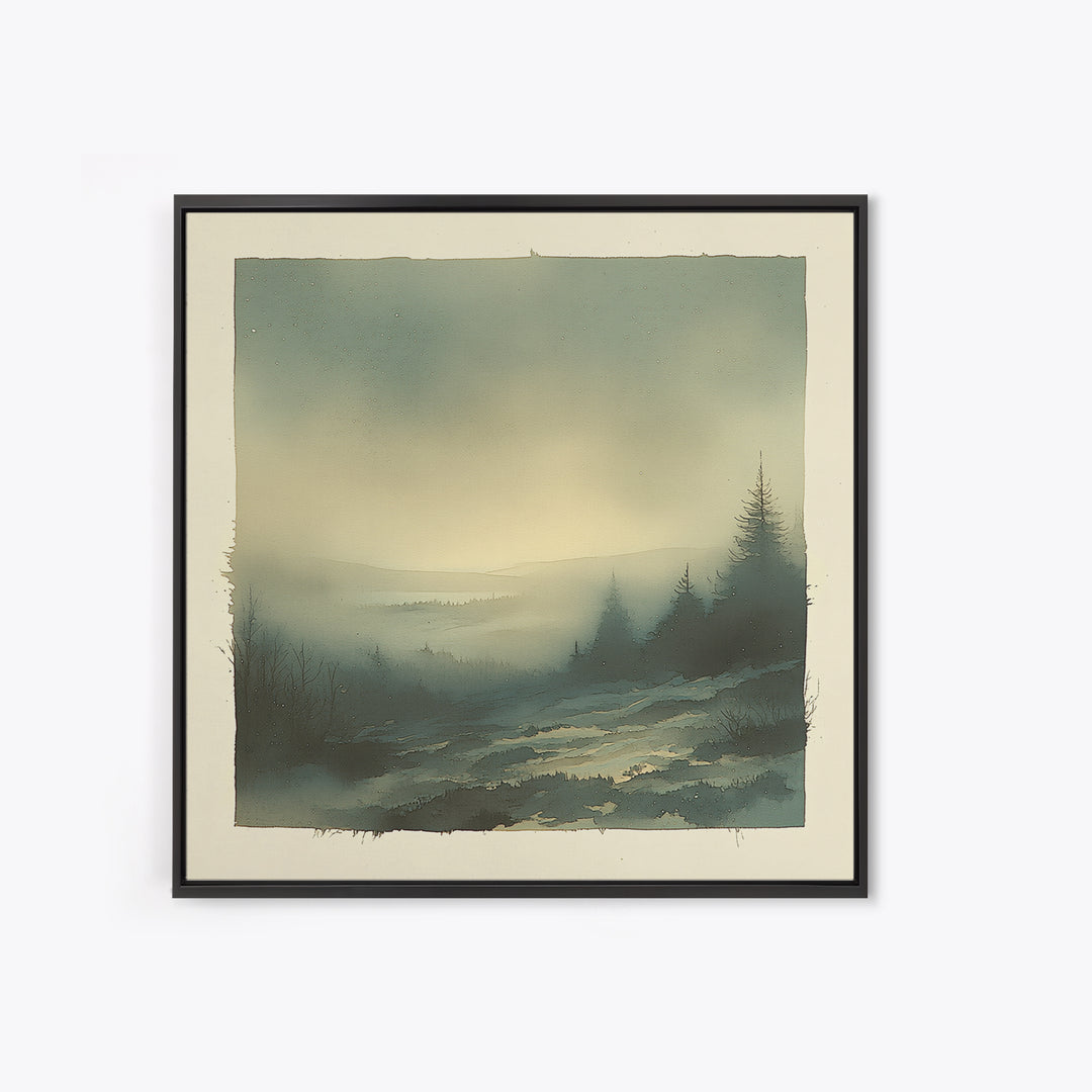 Elegant Ink Wash Landscape Framed Canvas Print, General Fine Art, Wall Hanging, Living Room Decor, Oil Painting, GEN-1x1-68