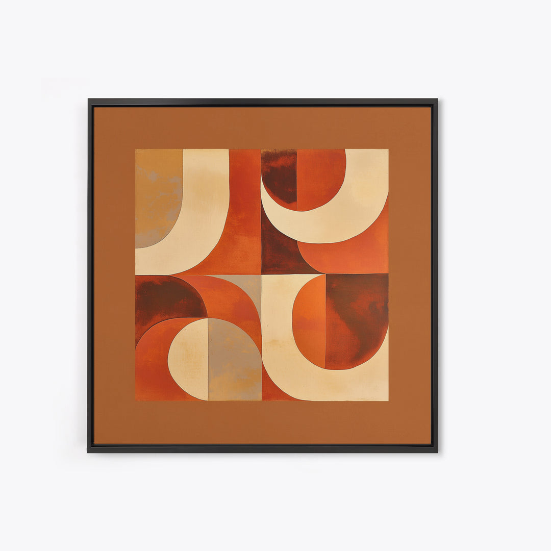 Warm Terracotta Abstract Framed Canvas Print, General Fine Art, Statement Artwork, Living Room Decor, Abstract Art, GEN-1x1-78