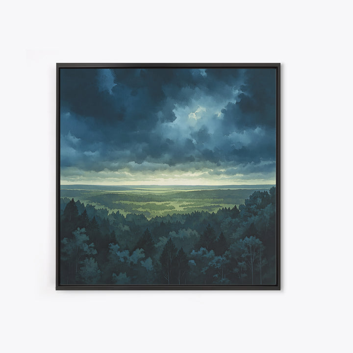 Moody Forest Clearing Framed Canvas Print, General Fine Art, Digital Prints, Living Room Decor, Oil Painting, GEN-1x1-8
