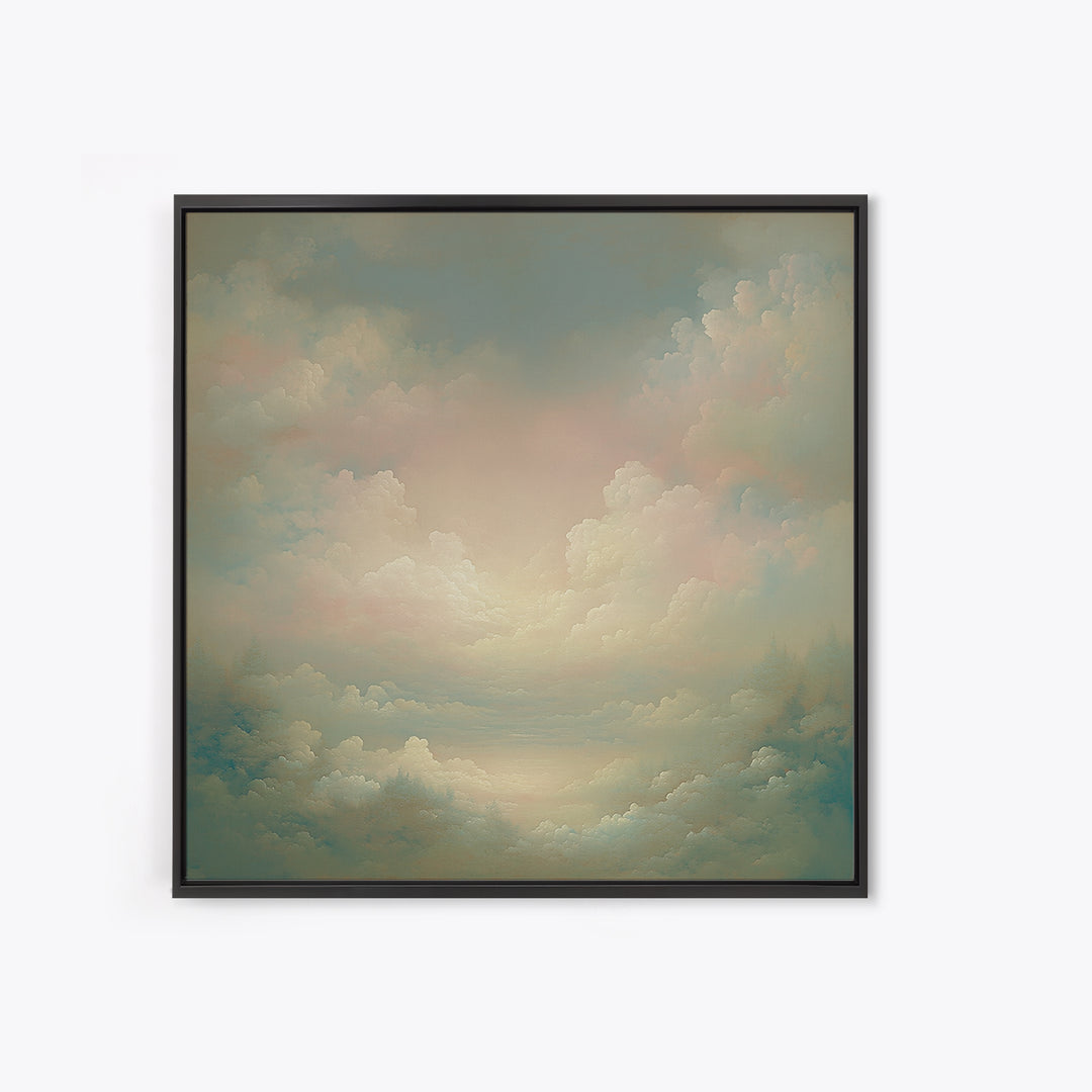 Romantic Cloudscape with Blush and Cream Tones Canvas Print, General Fine Art, Neutral Decor, Living Room Decor, Fine Art, GEN-1x1-90