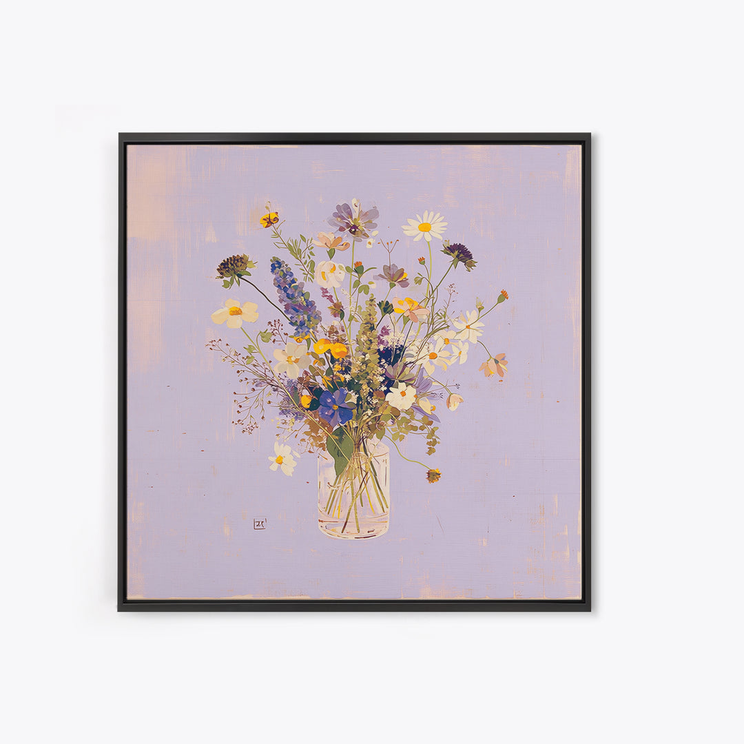 Classic Oil Painted Vase of Wildflowers Canvas Print, General Fine Art, Fine Art Print, Living Room Decor, Watercolor Art, GEN-1x1-95