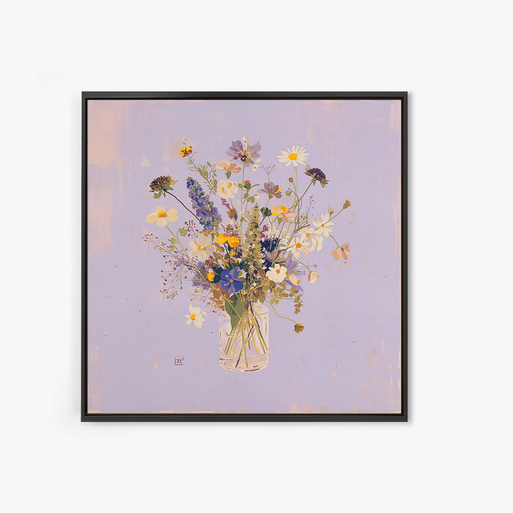 Classic Oil Painted Vase of Wildflowers Canvas Print, General Fine Art, Fine Art Print, Living Room Decor, Watercolor Art, GEN-1x1-95