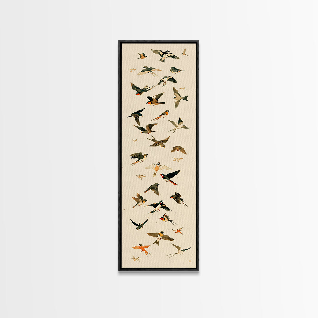 Minimal Birds in Flight over an Open Canvas Print, General Fine Art, Art Nouveau, Living Room Decor, Fine Art, GEN-1x3-10