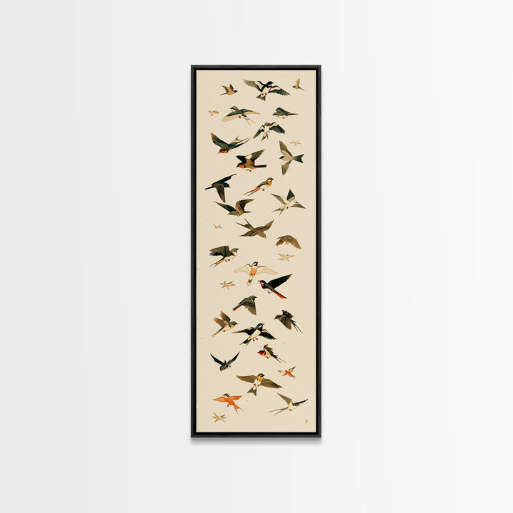 Minimal Birds in Flight over an Open Canvas Print, General Fine Art, Art Nouveau, Living Room Decor, Fine Art, GEN-1x3-10