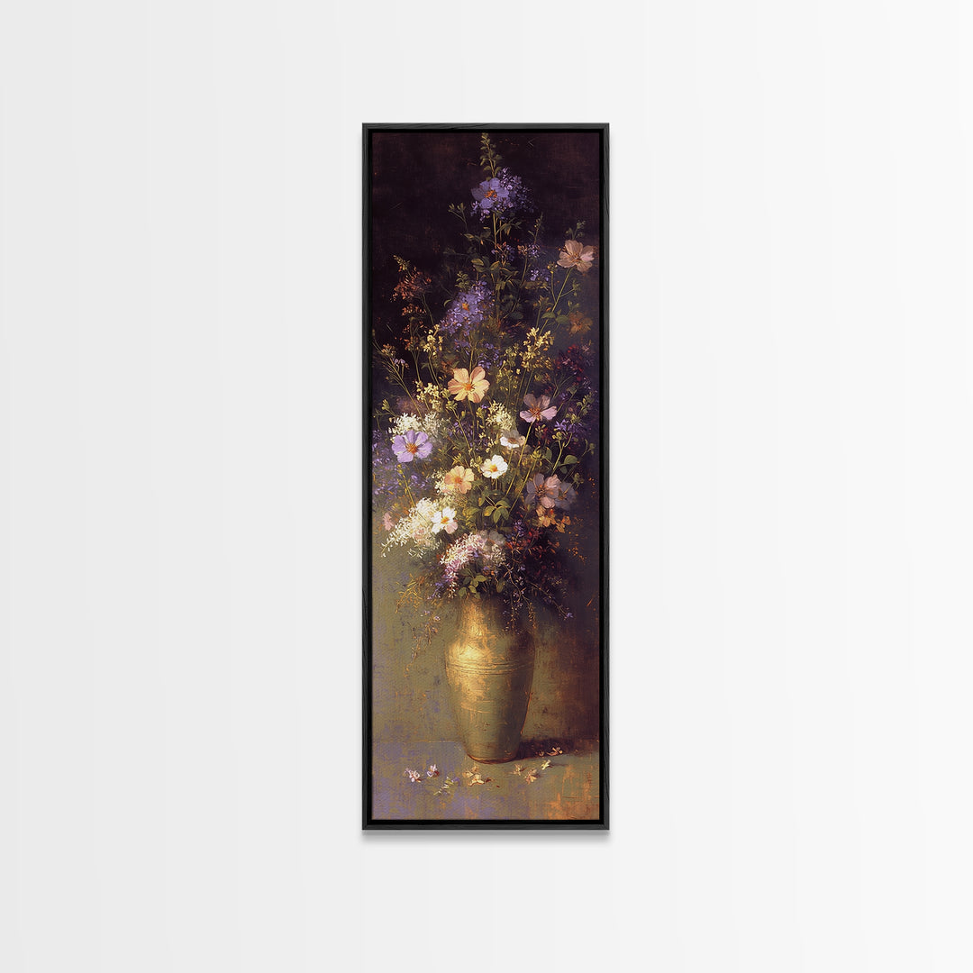 Classic Oil Painted Vase of Wildflowers Canvas Print, General Fine Art, Mid Century Modern, Living Room Decor, Fine Art, GEN-1x3-11