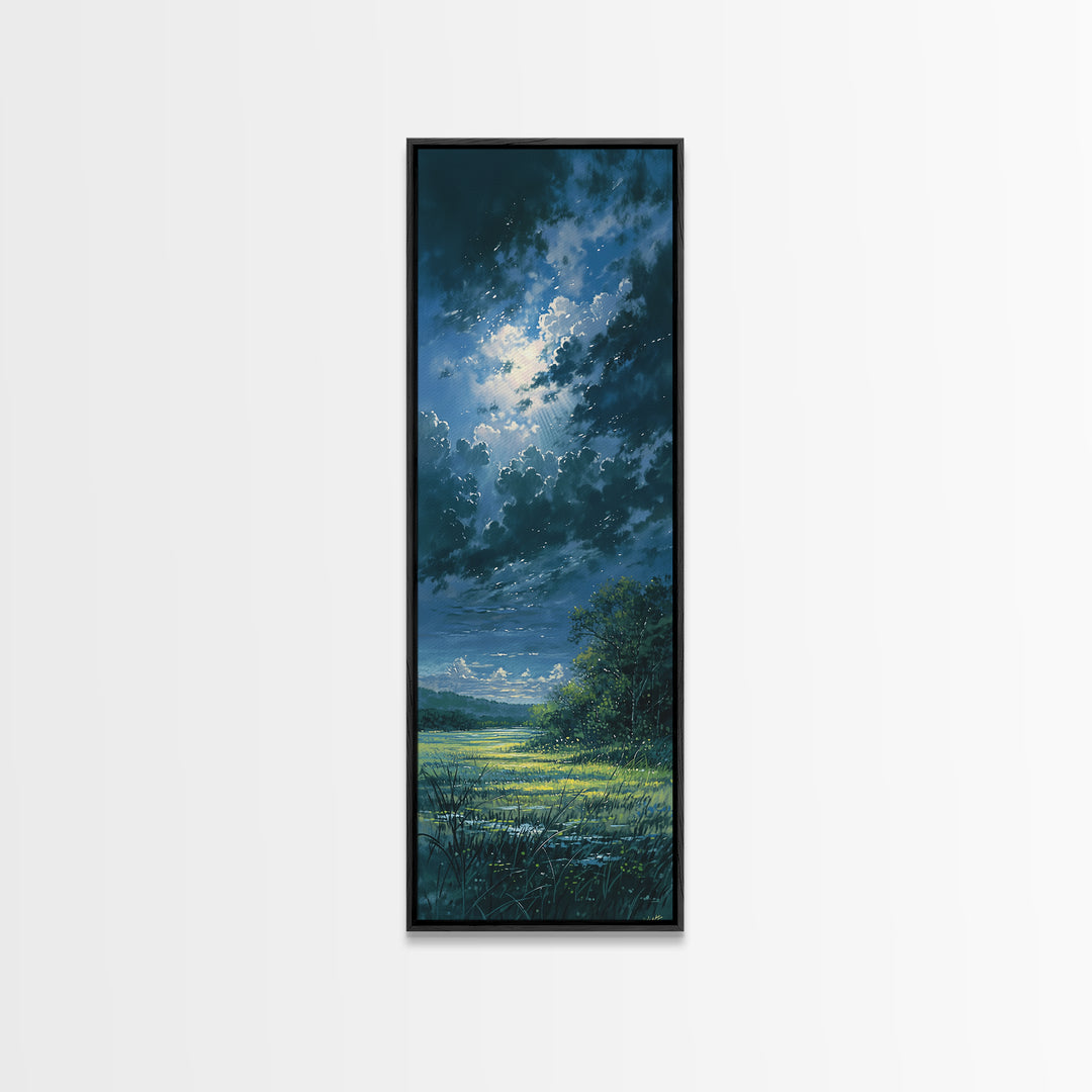 Sunlit Meadow with Loose Impressionist Brushwork Canvas Print, General Fine Art, Canvas Art, Living Room Decor, Fine Art, GEN-1x3-2