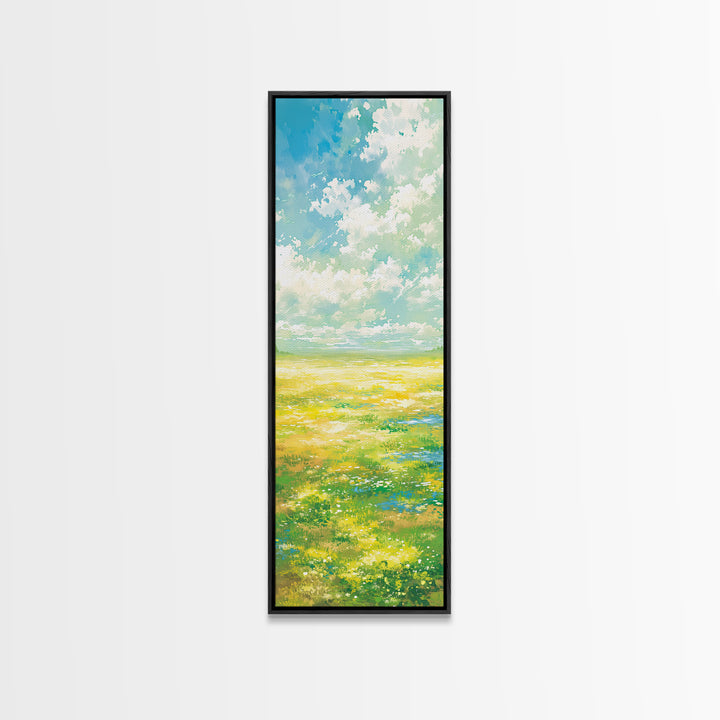 Sunlit Meadow with Loose Impressionist Brushwork Canvas Print, General Fine Art, Canvas Art, Living Room Decor, Fine Art, GEN-1x3-26