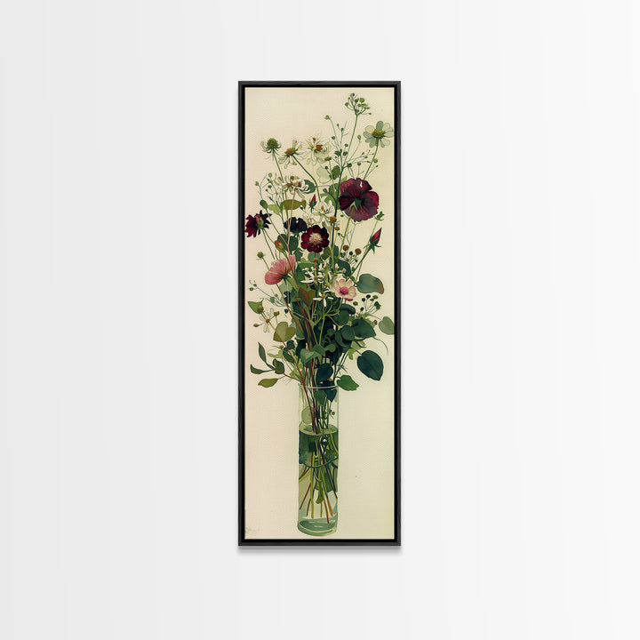 Classic Oil Painted Vase of Wildflowers Canvas Print, General Fine Art, Art Print, Living Room Decor, Fine Art, GEN-1x3-35