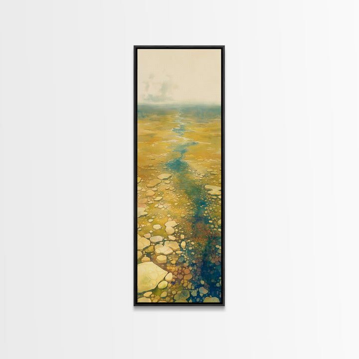 Quiet Abstract River Shape Canvas Print, General Fine Art, Digital Art, Living Room Decor, Fine Art, Art Nouveau, GEN-1x3-60