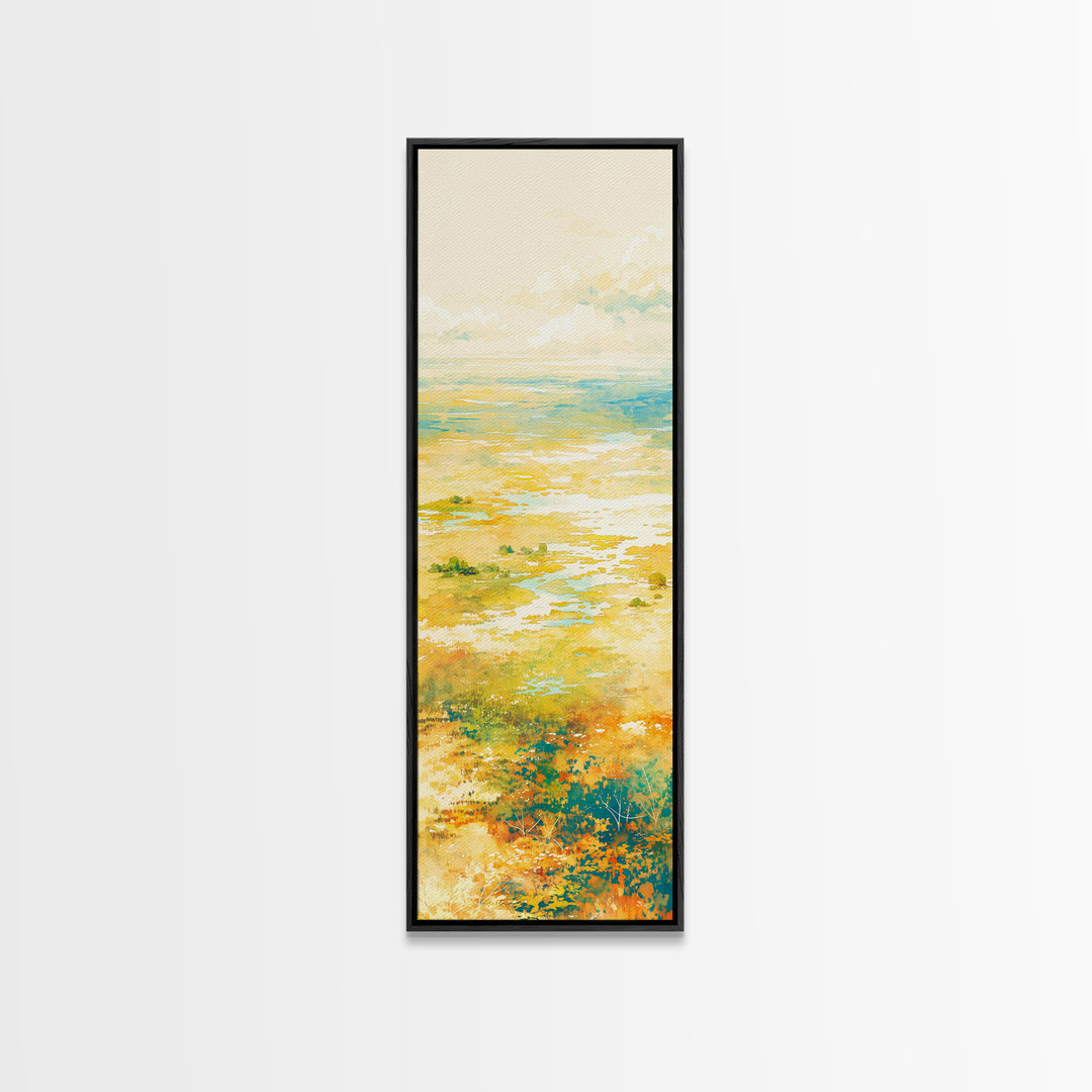 Quiet Abstract Landscape Framed Canvas Print, General Fine Art, Art, Living Room Decor, Fine Art, Mid Century Modern, GEN-1x3-61