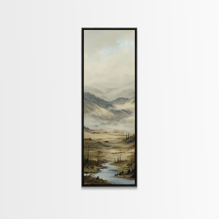Misty Mountain Valley Framed Canvas Print, General Fine Art, Oil Painting, Living Room Decor, Fine Art, Gallery Decor, GEN-1x3-64