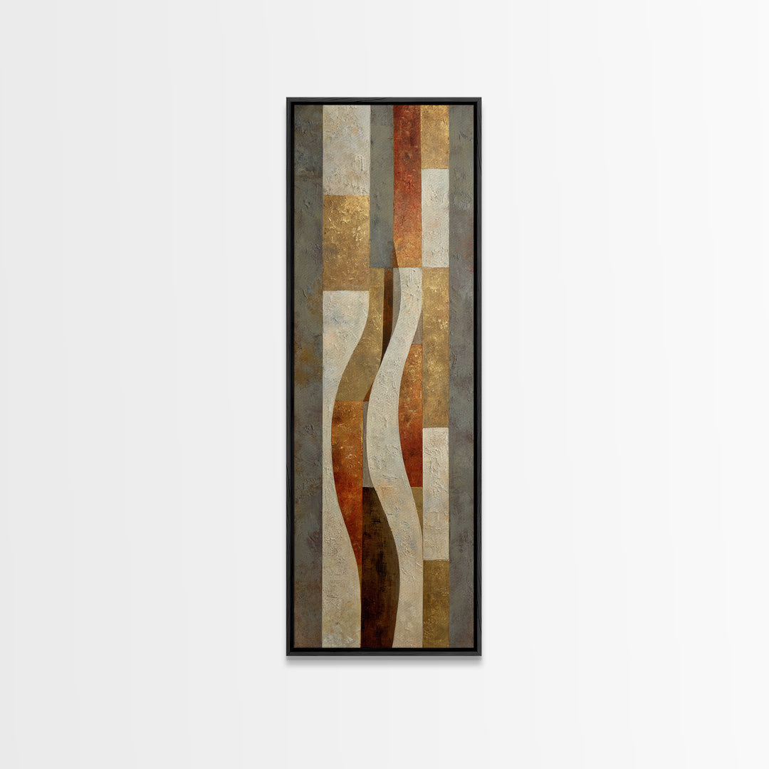 Earthy Plaster Texture Abstract Framed Canvas Print, General Fine Art, Neutral Decor, Living Room Decor, Fine Art, GEN-1x3-75