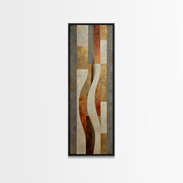 Earthy Plaster Texture Abstract Framed Canvas Print, General Fine Art, Neutral Decor, Living Room Decor, Fine Art, GEN-1x3-75