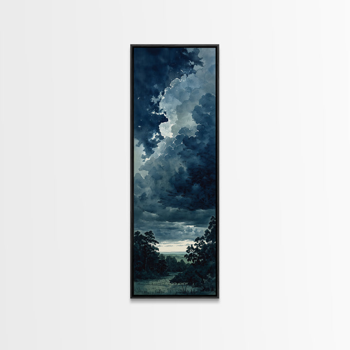 Elegant Ink Wash Landscape Framed Canvas Print, General Fine Art, Contemporary Art, Living Room Decor, Fine Art, GEN-1x3-8