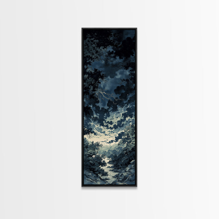 Elegant Ink Wash Landscape Framed Canvas Print, General Fine Art, Wall Hanging, Living Room Decor, Oil Painting, GEN-1x3-80