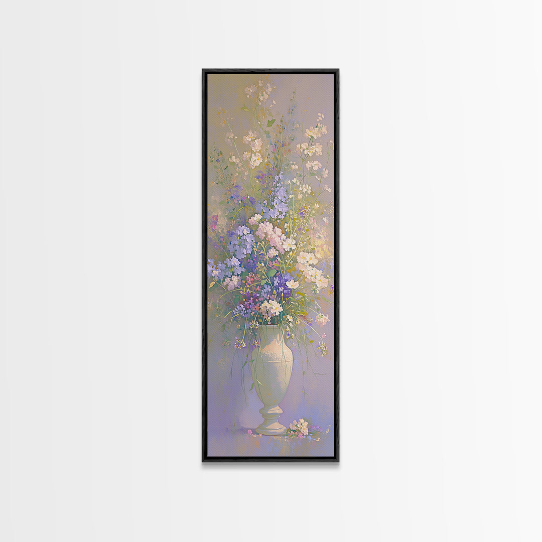 Classic Oil Painted Vase of Wildflowers Framed Canvas Print, General Fine Art, Canvas Art, Living Room Decor, Watercolor Art, GEN-1x3-83