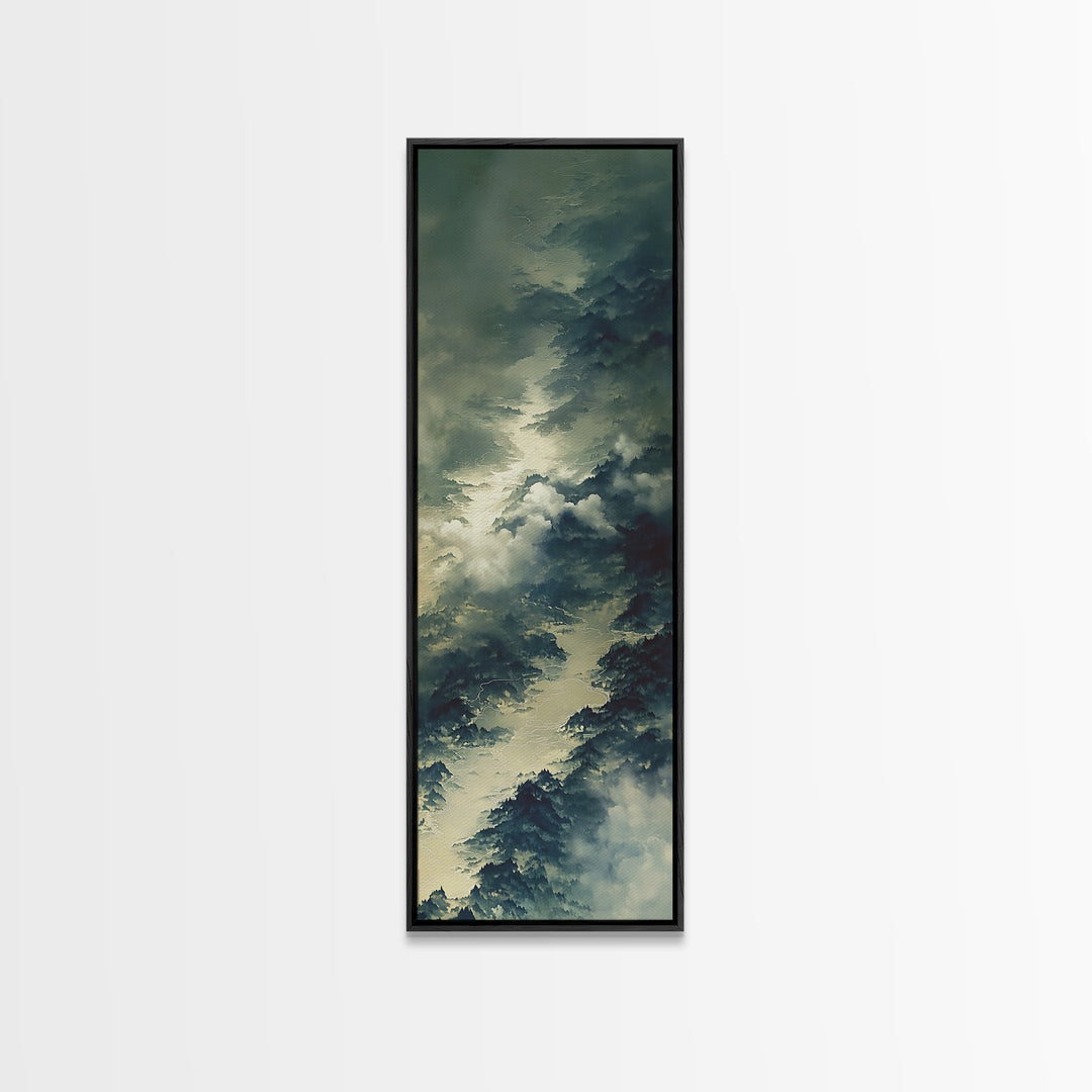 Quiet Abstract River Shape Framed Canvas Print, General Fine Art, Original Painting, Living Room Decor, Fine Art, GEN-1x3-84
