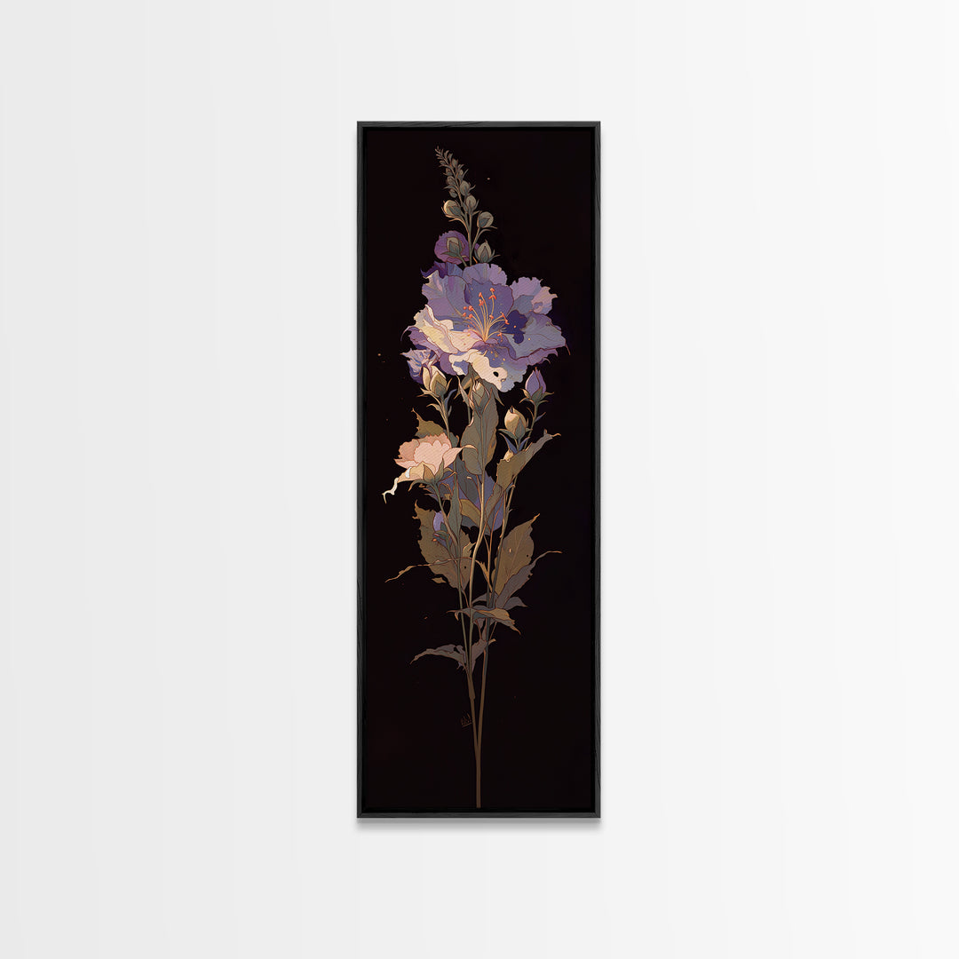 Single Sculptural Flower on a Dark Ground Canvas Print, General Fine Art, Painting, Living Room Decor, Fine Art, GEN-1x3-93