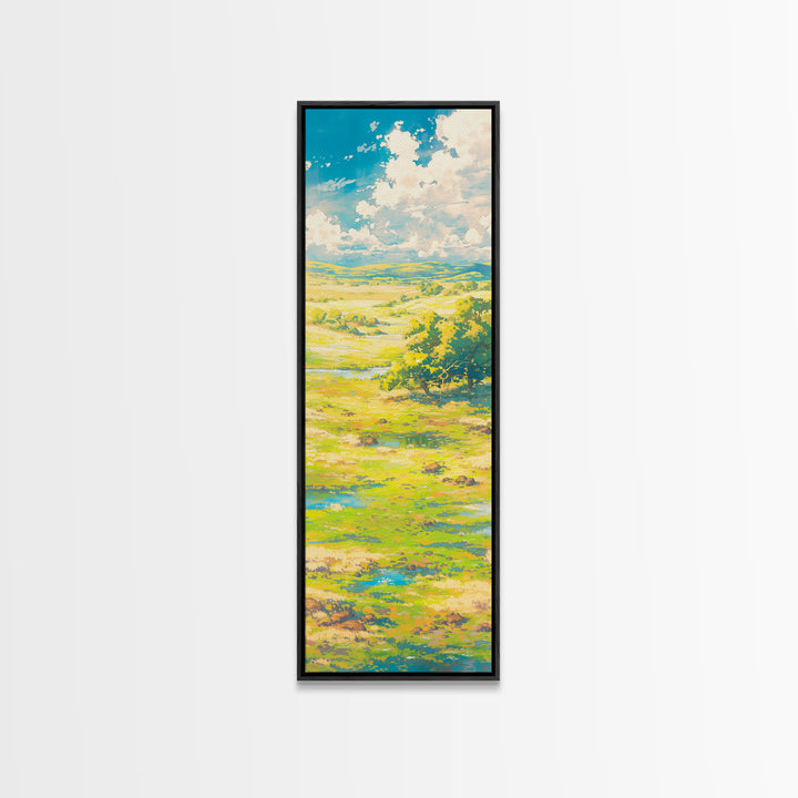 Sunlit Meadow with Loose Impressionist Brushwork Canvas Print, General Fine Art, Textured Painting, Living Room Decor, GEN-1x3-98