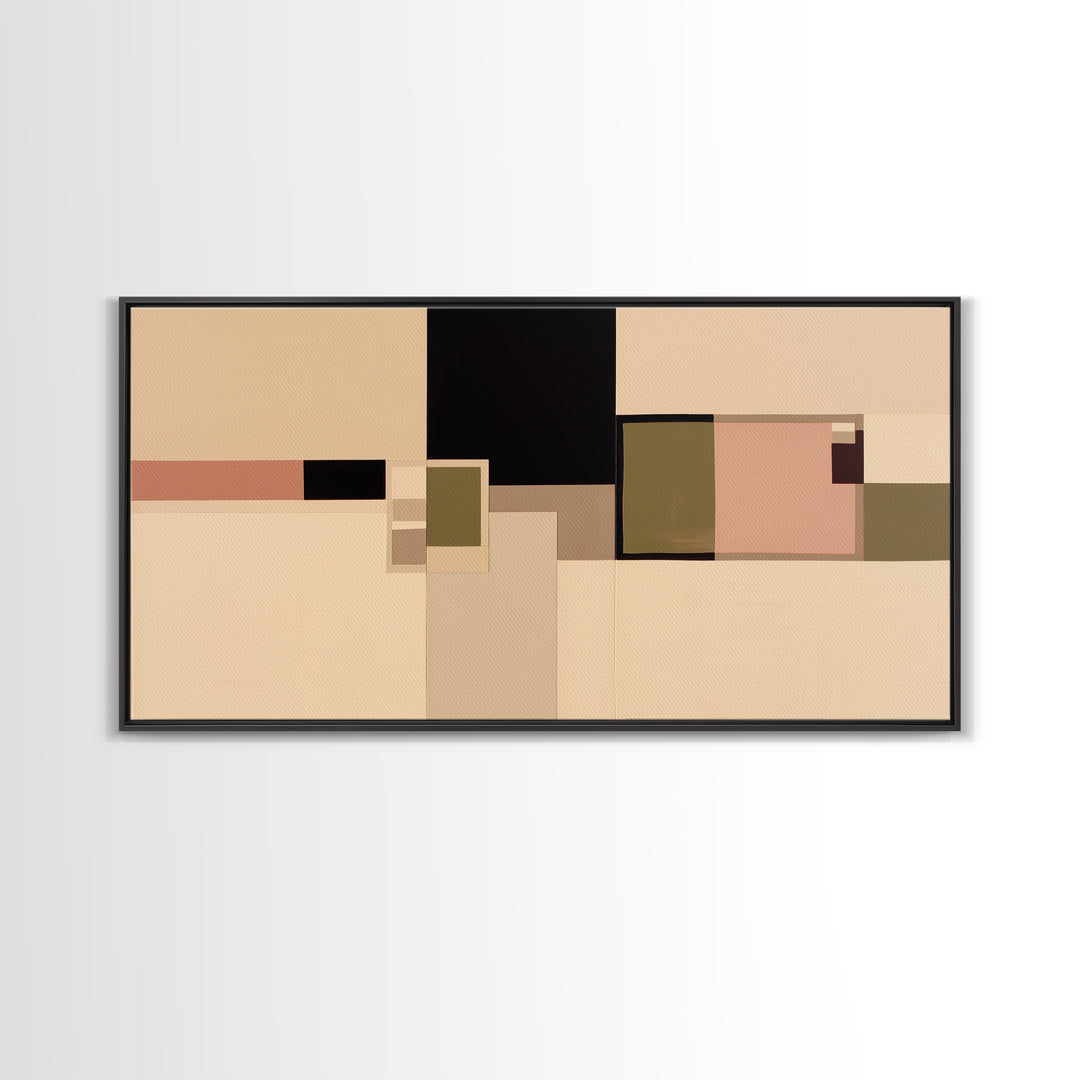 Modern Geometric Composition Framed Canvas Print, General Fine Art, Minimalist Decor, Living Room Decor, Fine Art, GEN-2x1-30